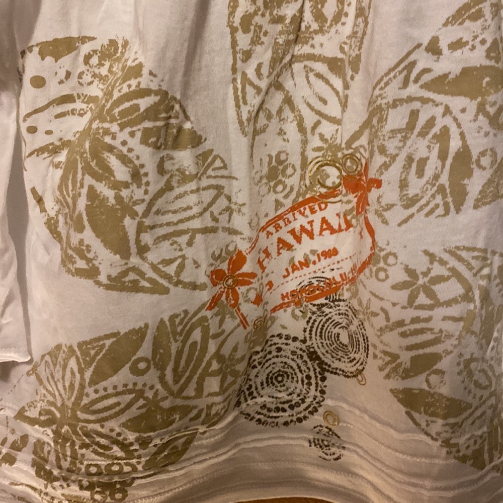 Arizona white cotton skirt with Hawaiian print and fabric tie - Picture 3 of 6
